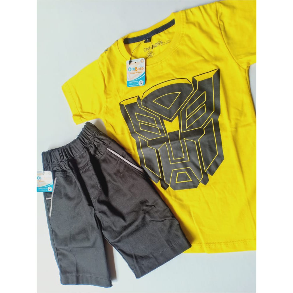 COD BAJU ANAK STELAN LAKI LAKI MOTIF TRANSFORMER KUNING DAN CINO PENDEK 1-6 TAHUN-3