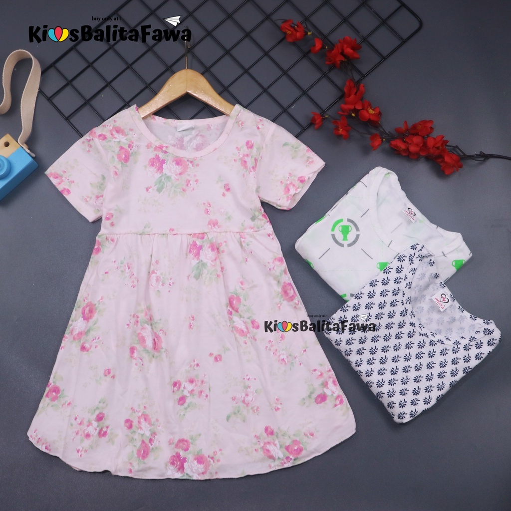 Dress Thalia 4-5 Tahun / Kaos Harian Dres Lengan Baju Tidur Balita Anak Perempuan Adem Cewek Murah