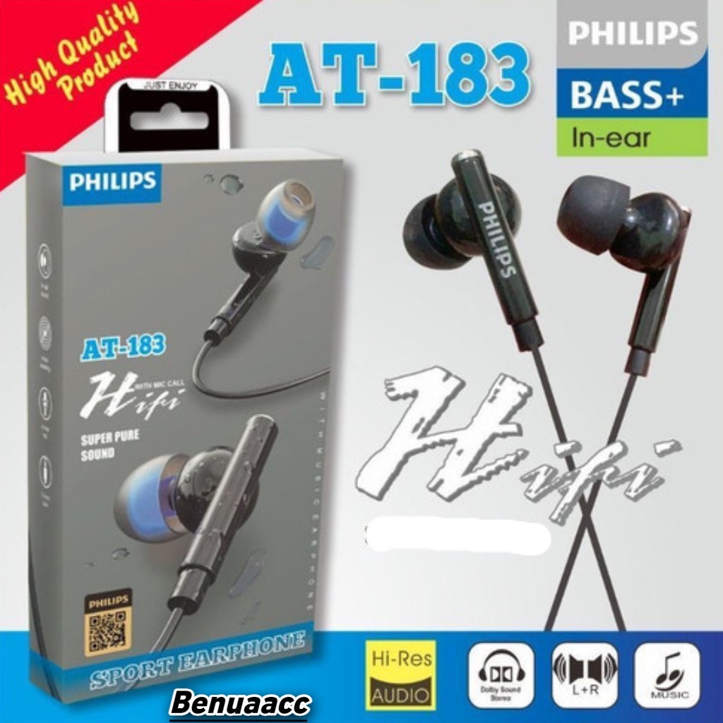 (ba) HEADSET HANDSFREE PHILIPS AT-183 SUPER PURE SOUND AT183 EARPHONE