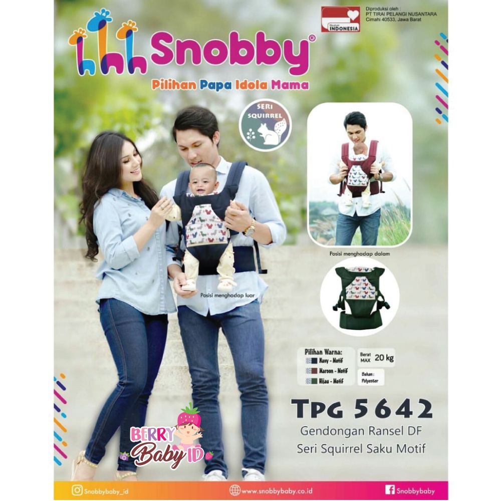 Snobby Gendongan Bayi Depan Ransel Saku DF Baby Carrier 2 Posisi Berry Mart