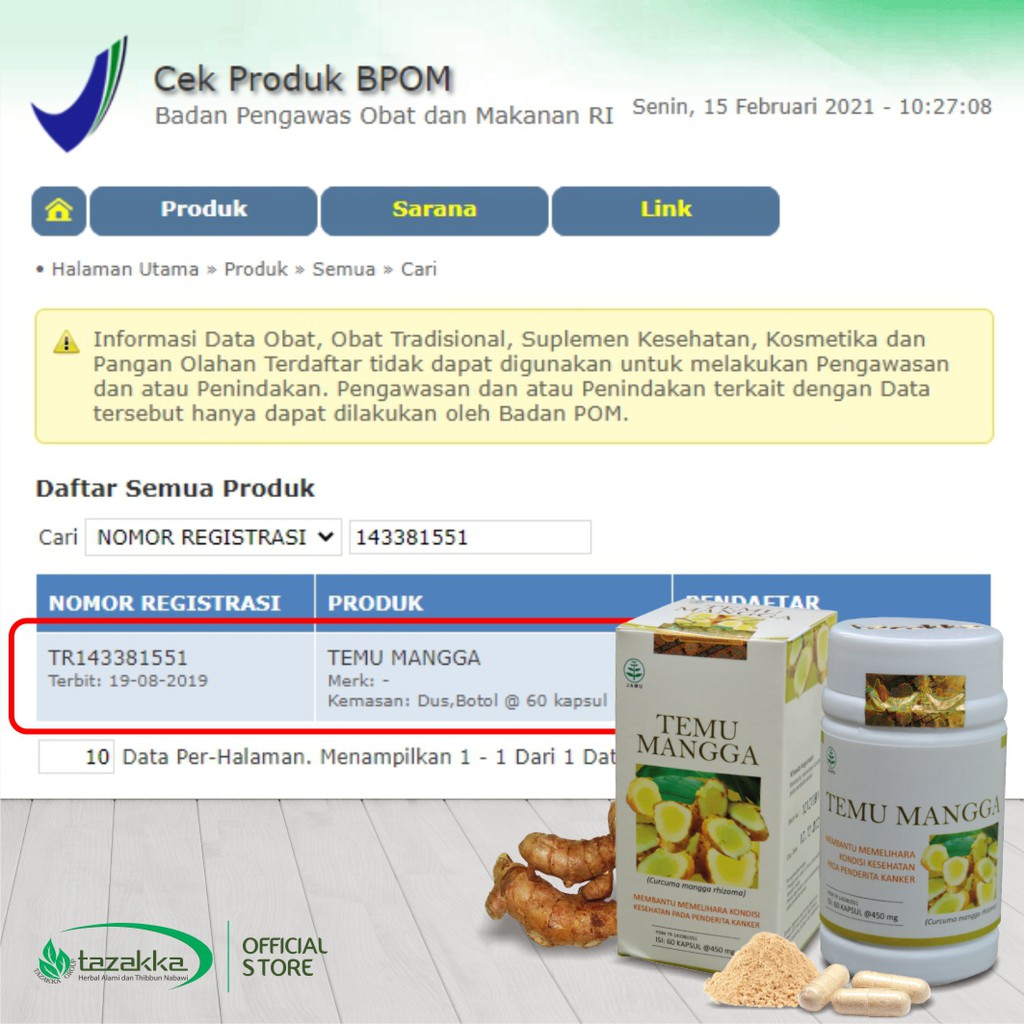 Obat Kanker | Obat Herbal TEMU MANGGA HALAL BPOM ORIGINAL | Kapsul isi 60 | Kapsul Herbal Ekstrak.