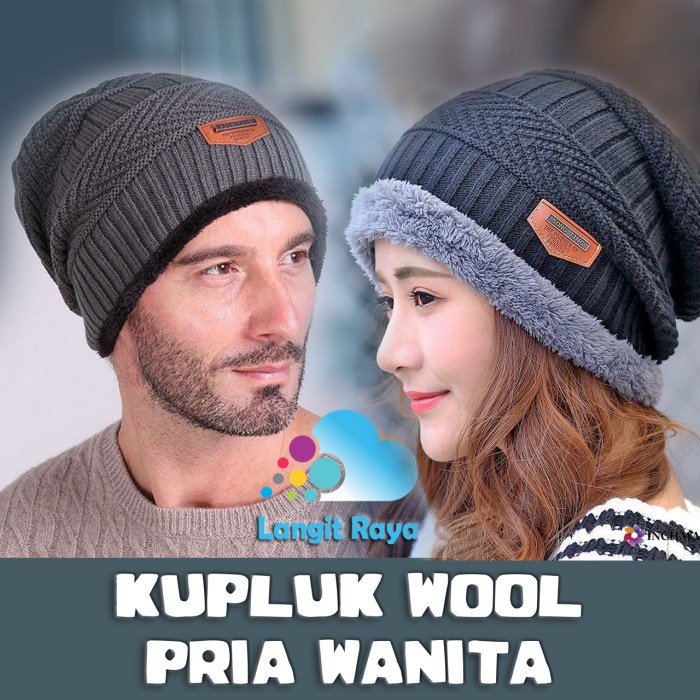 Topi Korea Kupluk Pria Wanita Rajut Bulu Wol Hangat Tebal Gunung Song Ting pelindung panas P0A9 nyam