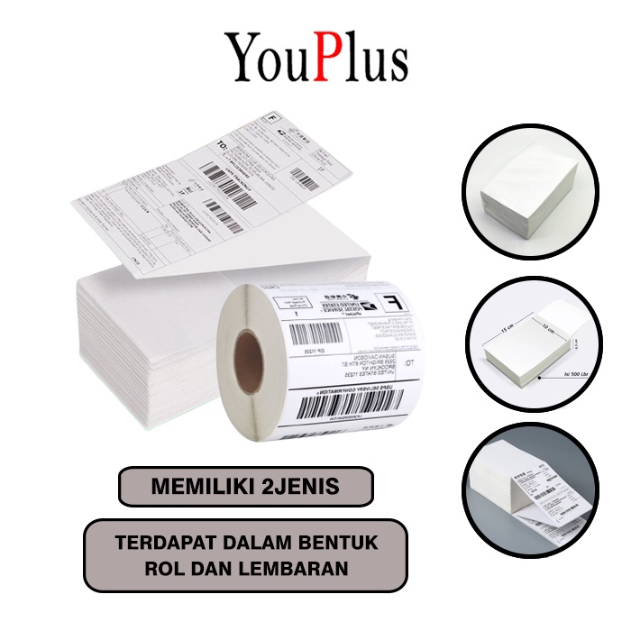 

YOUPLUS KERTAS Thermal 100 x 150 isi 250 Lembar dan 500 lembar label / Kertas Print RESI JOB Thermal Tempel 100x150mm dan 100x100mm isi 500 lembar lebel printer