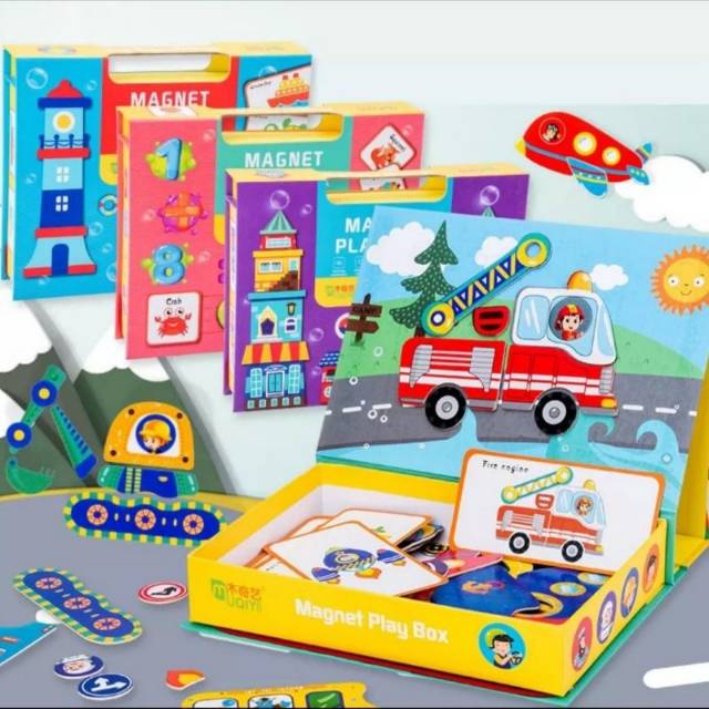[capt[ Mainan Edukasi Anak Kotak Puzzle Magnet Kartun - MAGNET PLAY BOX
