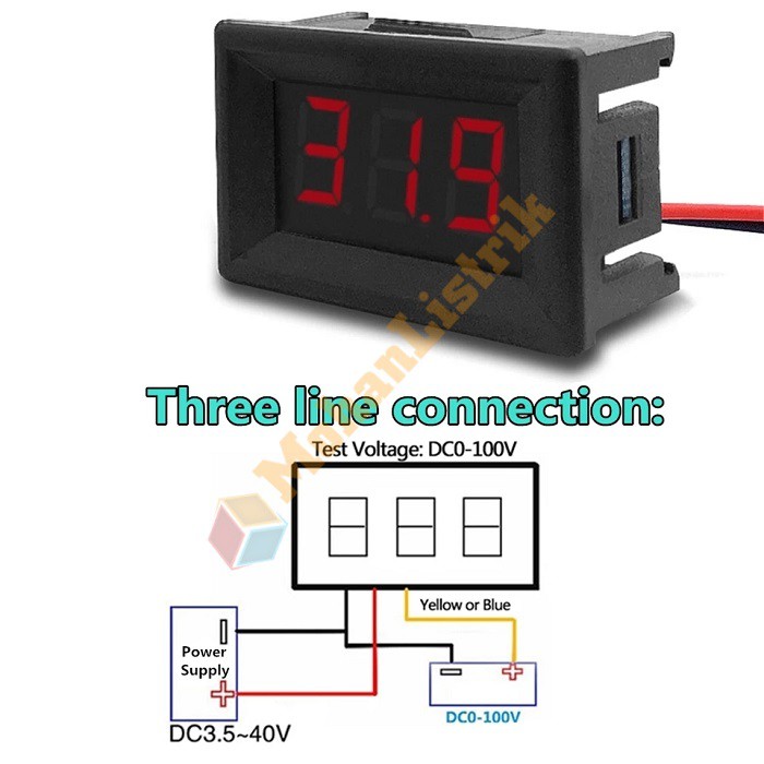 Voltmeter Digital DC 4.5V - 30V Frame 0.36 inch Mini