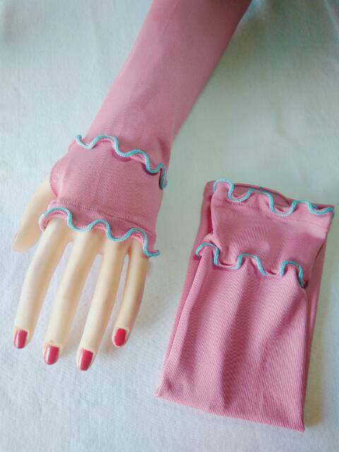 Handsock jempol curly senada+combi/handsock jempol/handsok curly/manset tangan/maset syari/gamis