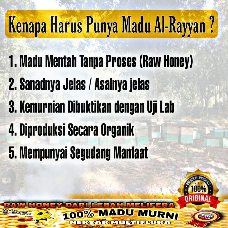 Madu Murni Raw honey 3kg | Madu Asli Madu Al-Rayyan