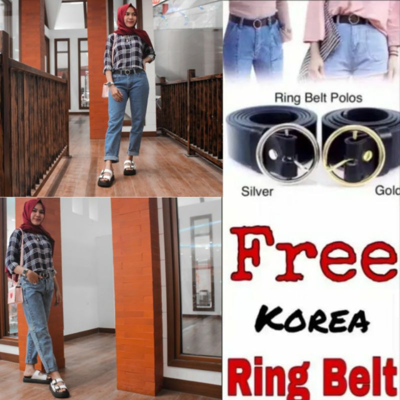 (BISA COD] CELANA JEANS BOYFRIEND SNOW ABG/REMAJA WANITA FREE BELT