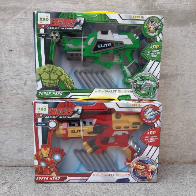 MAINAN PISTOL PELURU LUNAK AVENGERS SOFT BULLET BLASTER ANAK SENAPAN