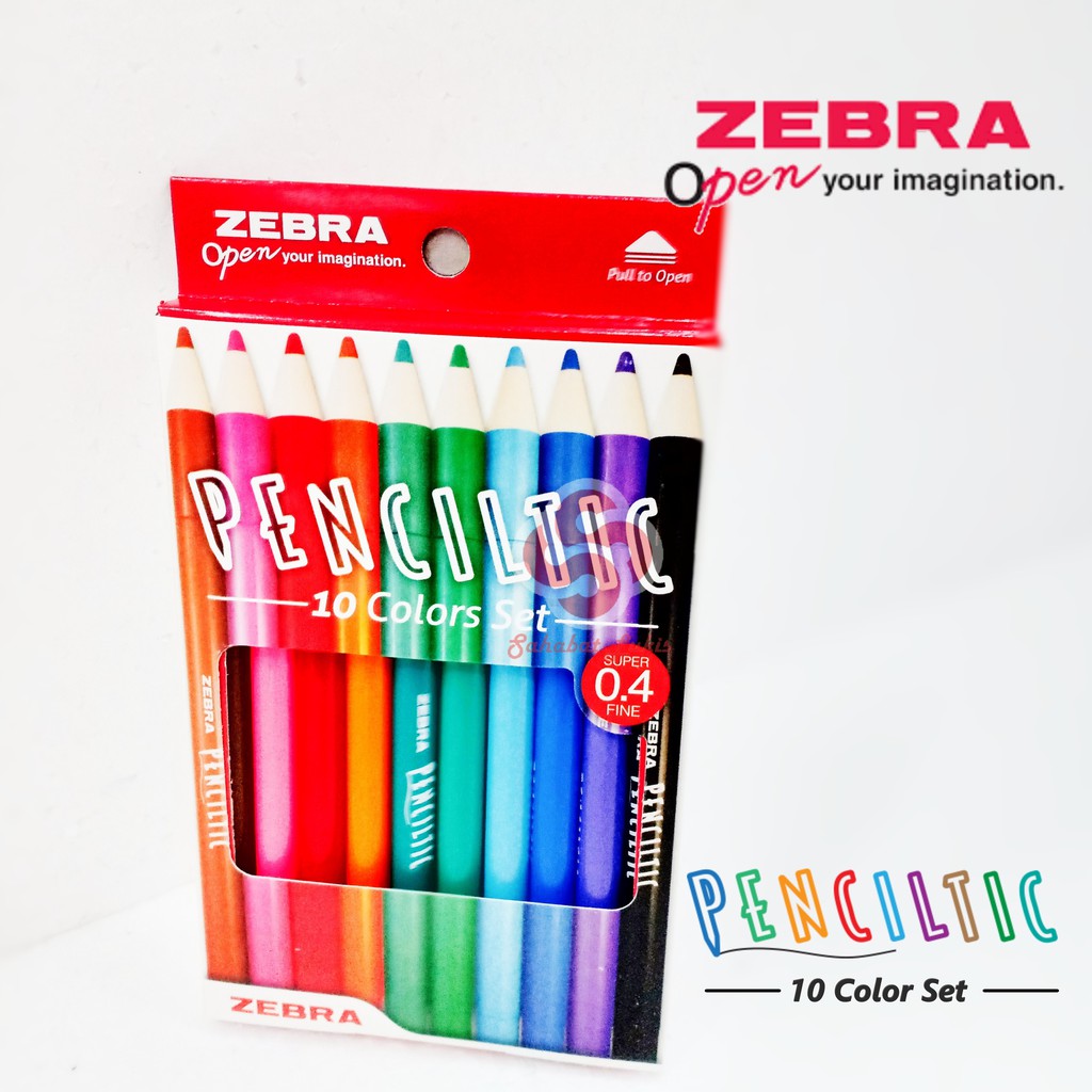 Penciltic Zebra  Set 10 Warna  0 4 mm Pencil tic Fineliner 