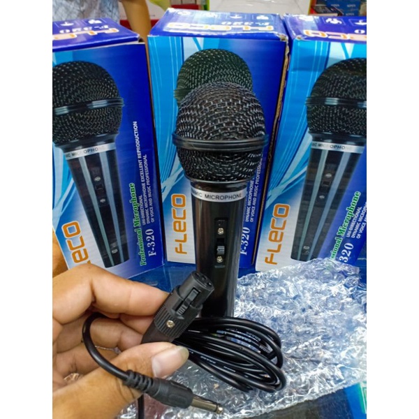 Microphone DYNAMIC Mic Kabel Karaoke FLECO F 320 // F 318 Mic Kabel Suara Jernih
