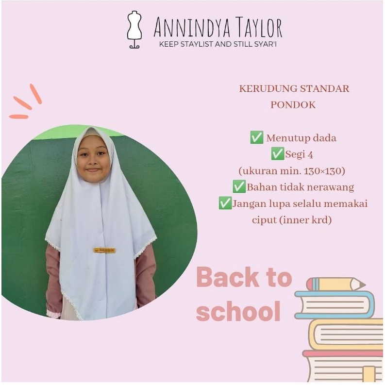 Kerudung Segi4 Santri/Segi4 wolfish syar'i/Kerudung Gontor