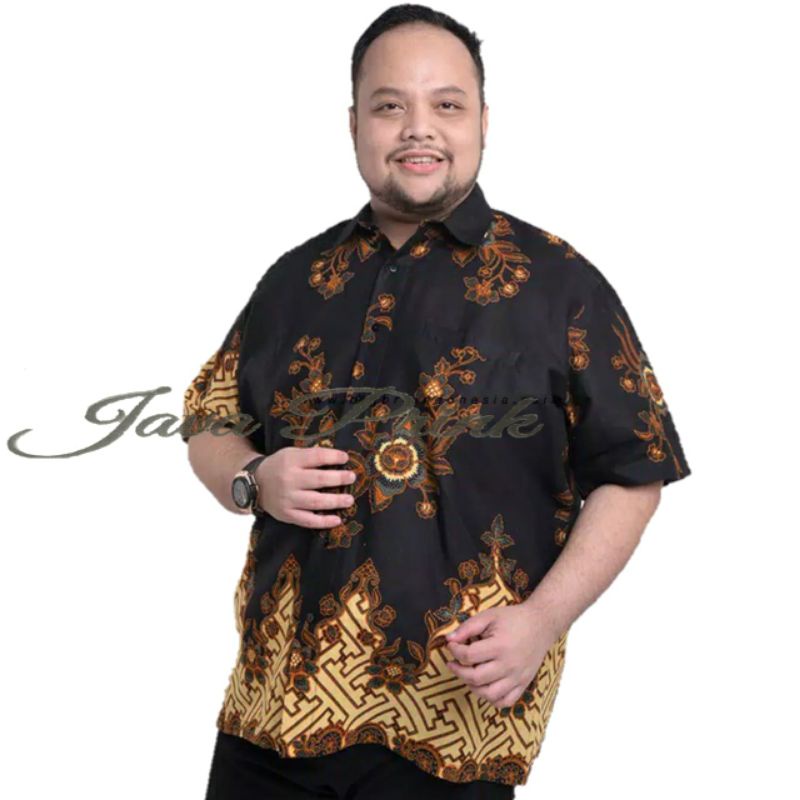PROMO ASLI Risna Batik JUMBO HRB093 Hem Batik Pria Pendek Premium M L XL XXXL 3L 4L 5L pria BATIK...-JMB MOTIF PAGAR B