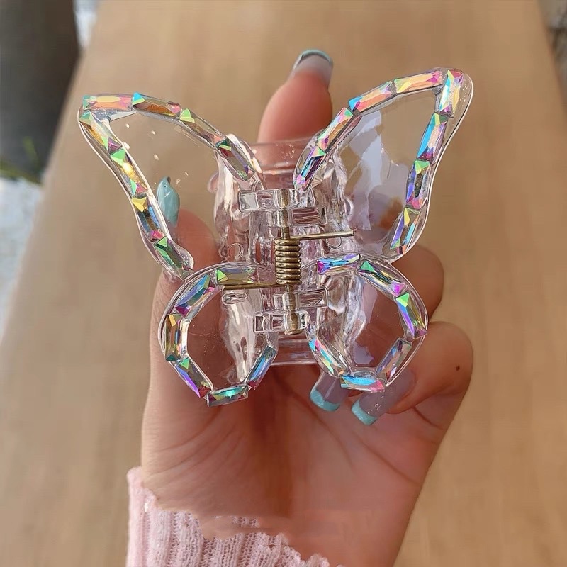 Korean Style Transparent Butterfly Hair Clip Retro Temperament Acrylic Clip