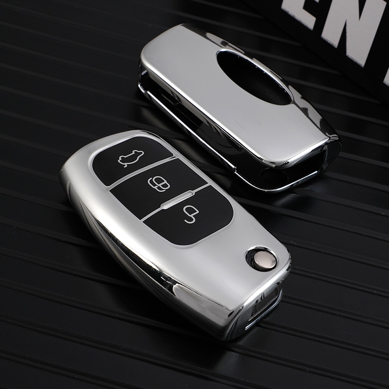 Tpu Mobil 3tombol Key Case Cover Untuk Ford Fiesta Focus2 Ecosport Kuga Escape Falcon B-Max C-Max Eco Sport Galaxy