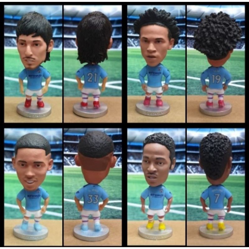 Miniatur Action Figure / Soccerwe Pemain Bola Man.City Karakter Pemain Bola Aksesories Pajangan Souvenir Hadiah Manchester City Haaland Silva Gundongan