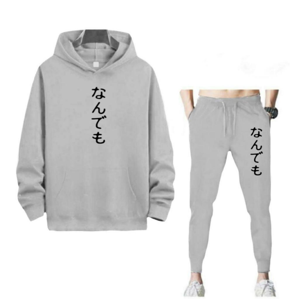 SETELAN PRIA HOODIE SUBETE TULISAN JEPANG DAN CELANA JOGGER MURAH TERLARIS