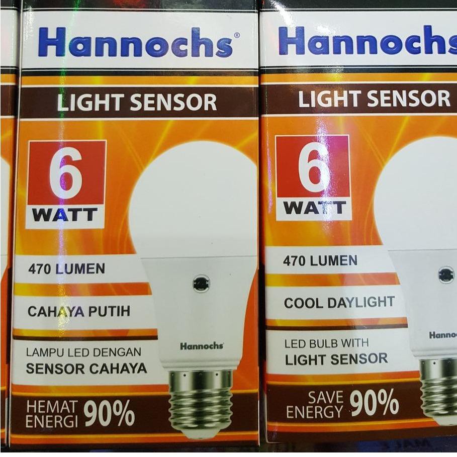 GARANSI 1 TAHUN !! HANNOCHS LIGHT SENSOR LED 6 watt dan 9 watt Lampu Sensor Cahaya