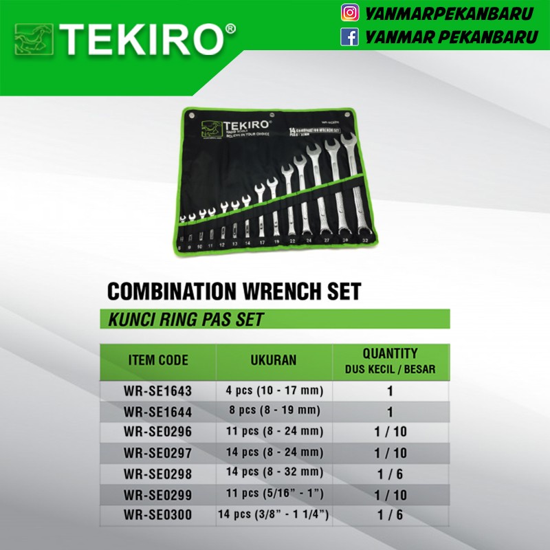COMBINATION WRENCH SET / KUNCI RING-PAS SET 3/8"-1 1/4" (14pcs) TEKIRO