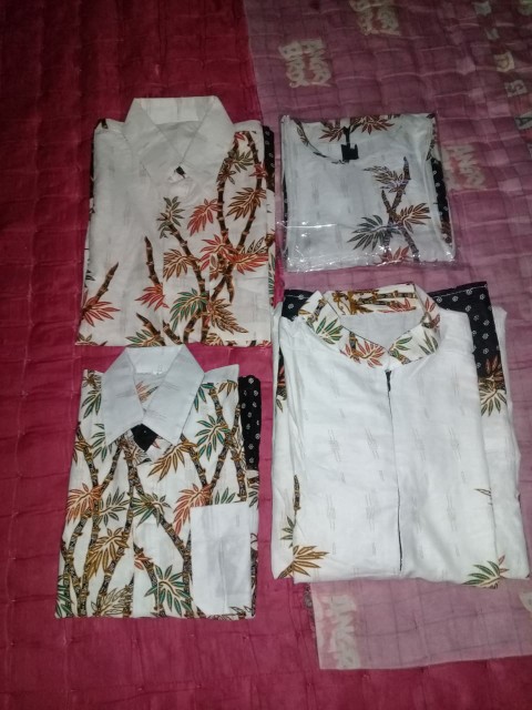 [ Cod ] Batik Couple Keluarga Terlaris / Couple Batik Keluarga Terbaru Motif Bambu Putih