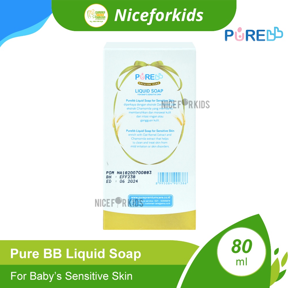 Pure Baby Premium Liquid Soap 80 ml / Pure BB Sabun Bayi Kulit Sensitif