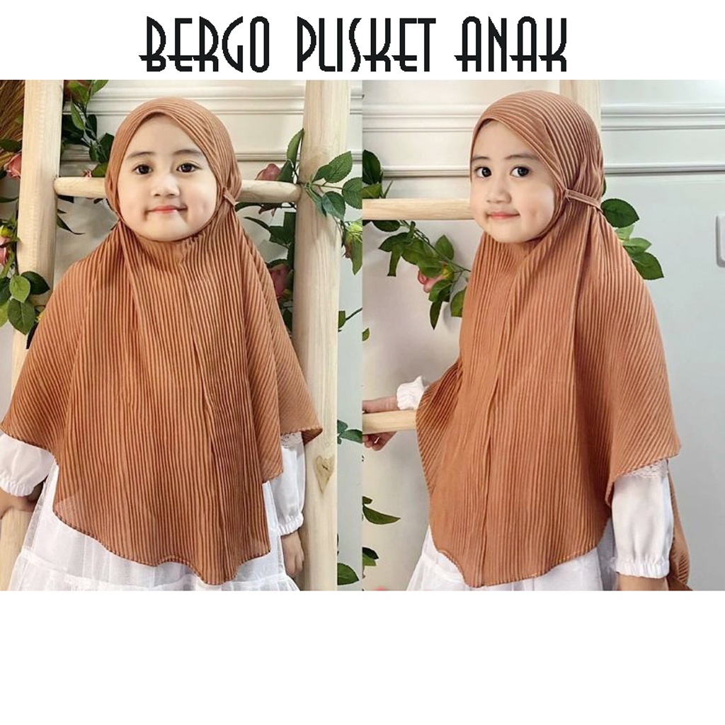 Bergo Plisket Anak - Kerudung Tali Anak - Hijab Instan Anak - Jilbab Bergo Maryam Kids - Jilbab Berg