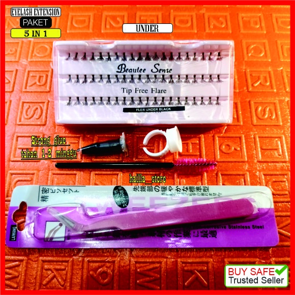 PAKET Bulu mata Tanam 5in1 Bulumata Eyelash Extension Tahan 1-2 Minggu Natural Lembut Bagus Murah