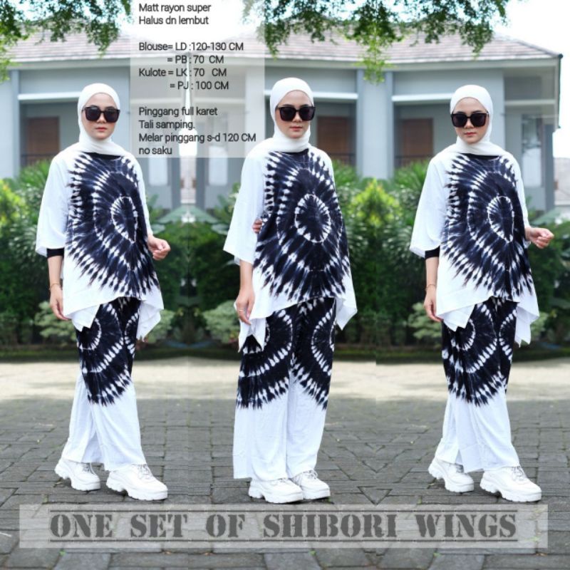 SETELAN WANITA SAYAP SHIBORI WAKA WAKA JUMBO SET LD 130 MOTIF SHIBORI RAYON ONE SET