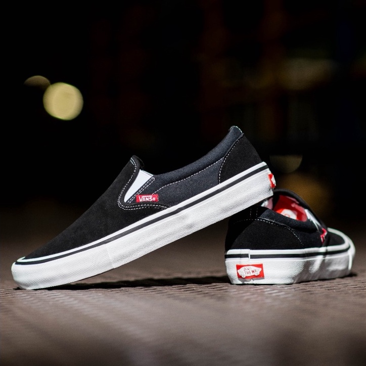 Sepatu Vans Slip On Pro Black White-2