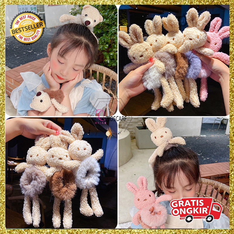 Ikat Rambut Korea Anak Perempuan Motif Karakter Hewan Kelinci Fashion Aksesoris Kunciran Rambut Lucu AK220