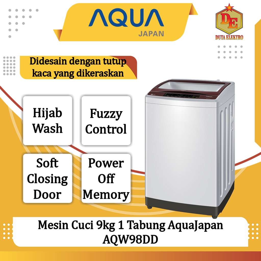 Mesin Cuci 1 Tabung 9kg Aqua Japan AQW 98 DD