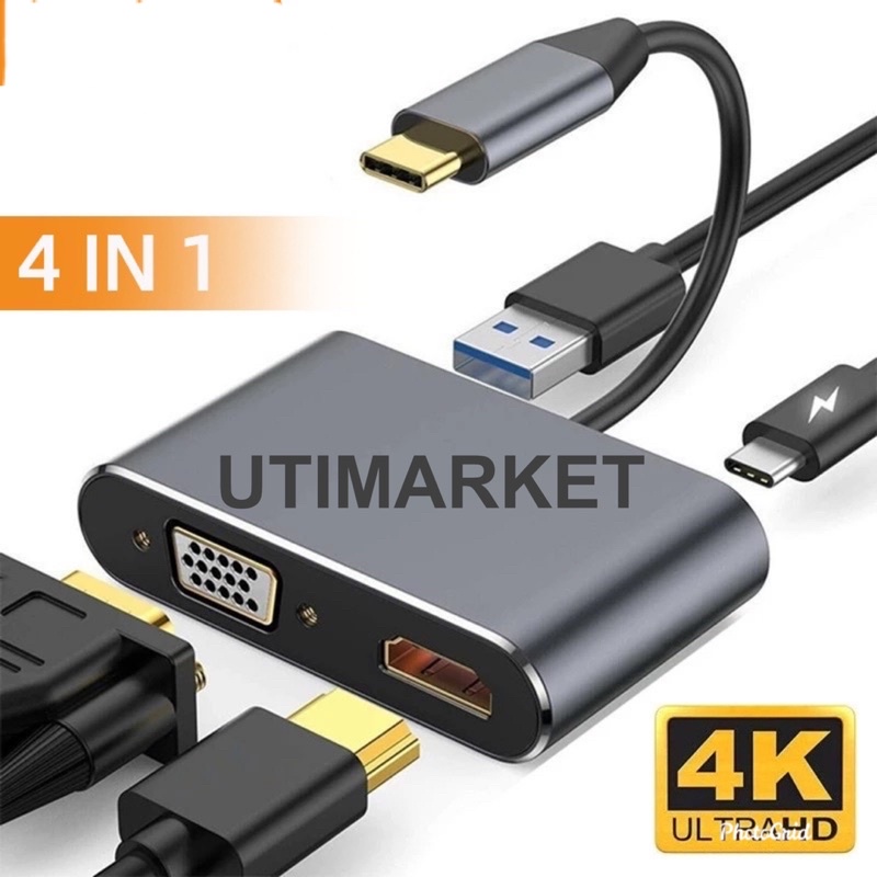 usb type c to hdmi vga usb 3.0 pd 4 in 1-type c to tv projektor