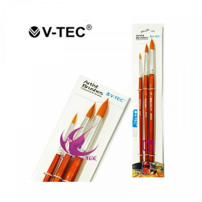  V Tec  Termurah Round Brush 805 Set 3 Kuas Lukis Set 3 