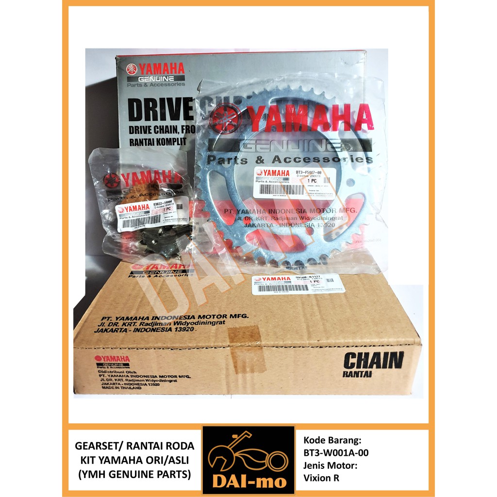 GEAR SET Vixion R LED BT3-W001A-00 YAMAHA ORI Gir Set/ Gearset/ Girset/ Rantai Gir Roda Kit YGP ASLI