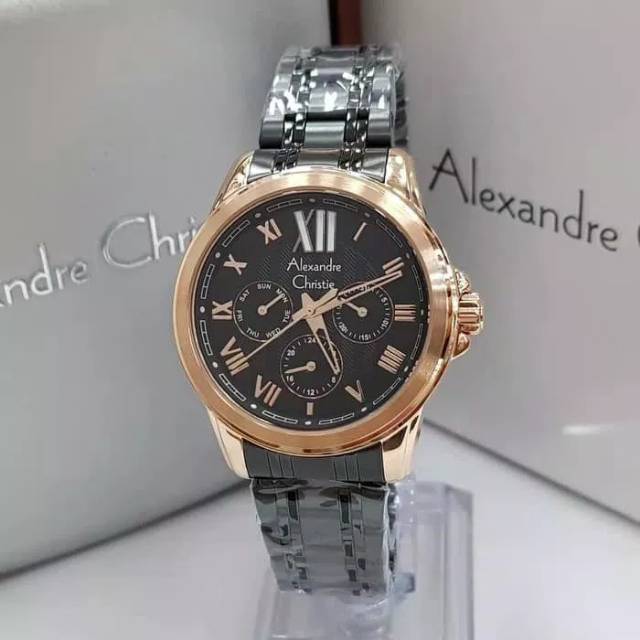 JAM TANGAN CEWEK / WANITA ALEXANDRE CHRISTIE AC 2494 BLACK ROSEGOLD