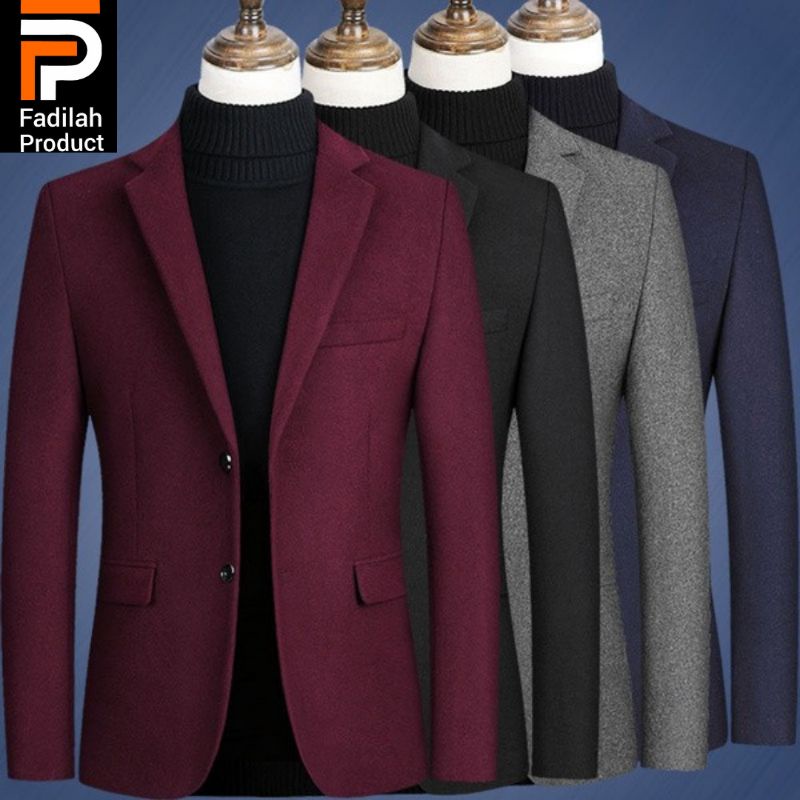 Jas Pria Formal Slimfit Blazer Pria Bahan Wool Galiano Bertekstur