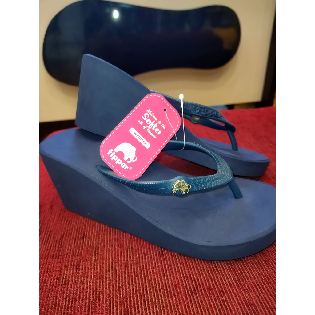 Sendal Wanita Fipper Wedges Navy