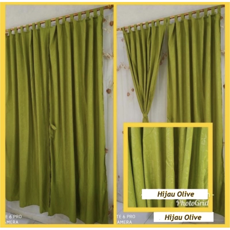 [ PINTU ATAU JENDELA ] GORDEN TALI + PONI MOTIF EMBOS / EMBOSS / POLOS HIJAU OLIVE JADE