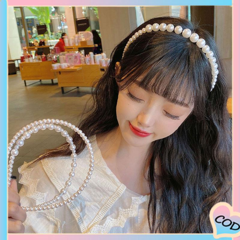 COD❤️ Pearl Headband Headband Aksesoris Rambut Anak Manik-manik Tangan Putri-A.one