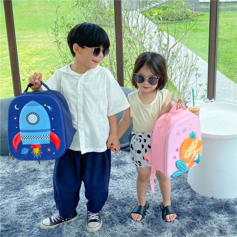 aneka tas dan tempat pensil 3D roket dino mermaid tas 3d anak TK
