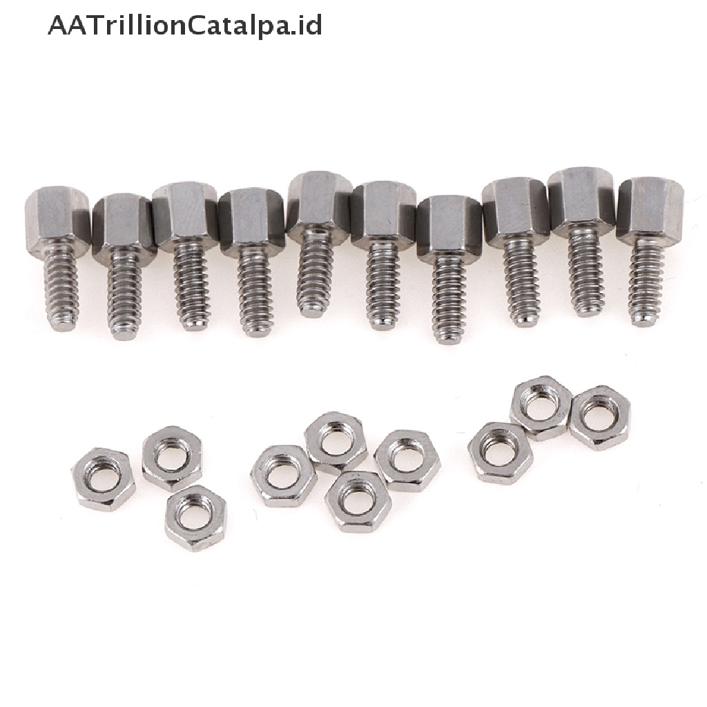 (AATrillionCatalpa) 10 Set Baut / Mur / Baut / Sekrup serial VGA Ukuran 5 + 7mm