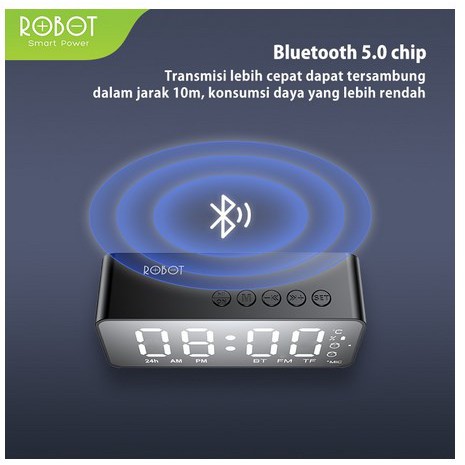 Speaker Bluetooth Robot RB150 Portable Wireless Bass Mini Stereo - LED Display Alarm With FM Radio