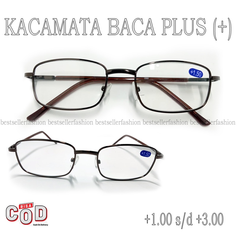 Terbaru Kacamata Plus (+) Kaca mata Komputer Hp Model Frame Besi Kacamata Baca Plus +1.00 s/d +3.00 Kaca mata Rabun Dekat Fashion Pria Wanita Unisex Reading Glasses