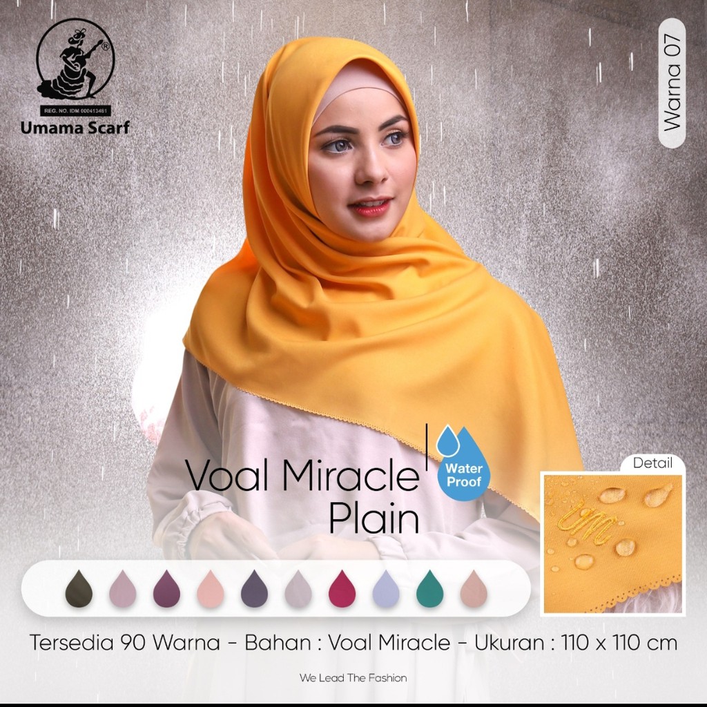 Hijab umama voal miracle plain new waterproof/ free ciput banana