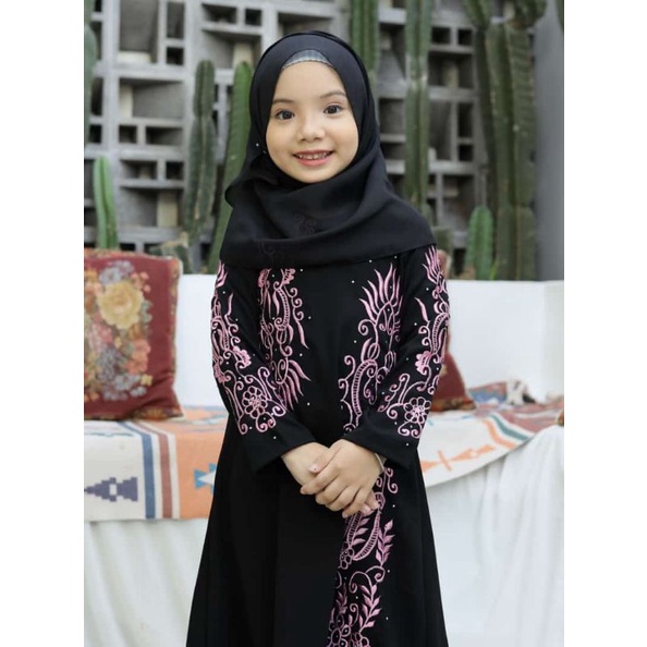 MUZA ABAYA ANAK MANAL PINK BONUS PASMINA