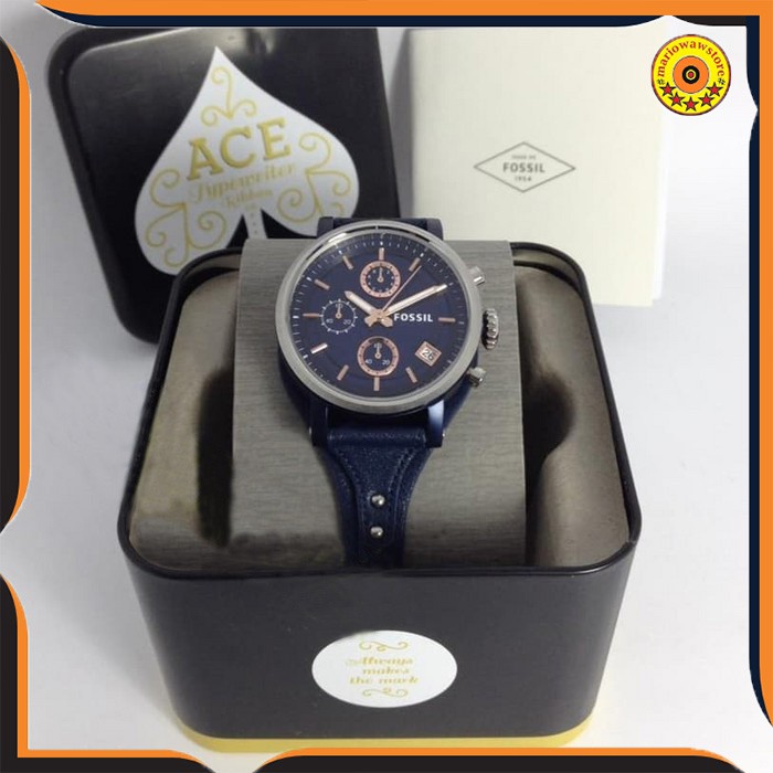 Jam Tangan Wanita Fossil Original Analog Tali Kulit Water Resistant Anti Air Casual