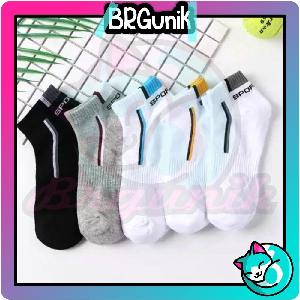 BRGUNIK Kaoskaki Sport Motif Garis Kaoskaki Pria Olahraga Pendek Semata Kaki Import Murah KK009