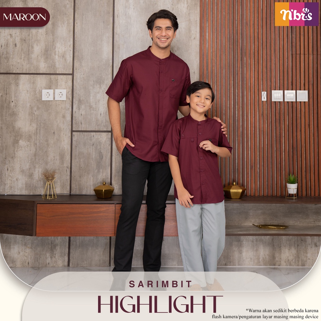 Nibras Sarimbit HIGHLIGHT MAROON Baju Sarimbit Kelurga Muslim / Fashion Muslim Nibras Terbaru 2022