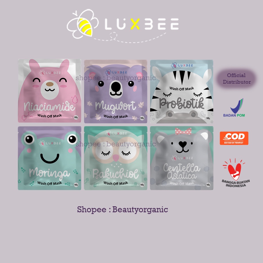 [Buy 5 Free 1 Spatula] BPOM Masker Luxbee 10gr / Wash Off Mask Luxbee / Masker Wajah LuxBee