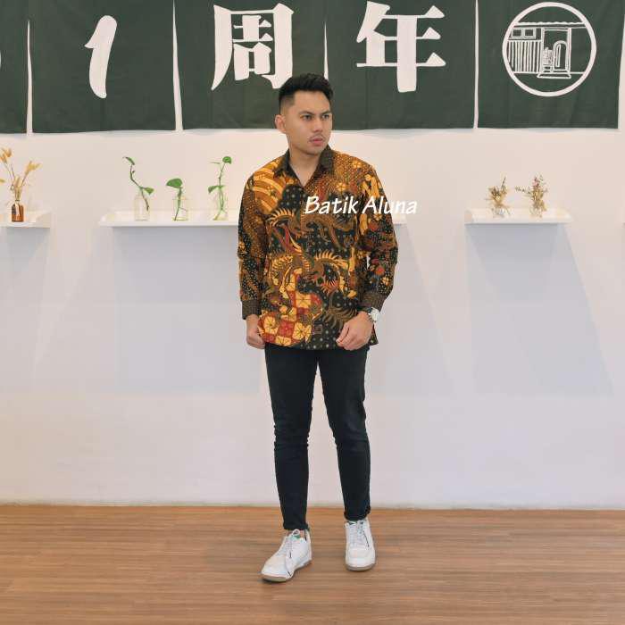 Baju Batik Pria Lengan Panjang Kemeja Batik Cowok Modern Batik Slimfit Batik Premium Pria Solo 097